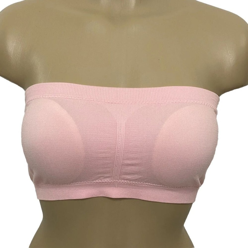 Tube Top Strapless Bra Womens size Medium Removable Light Padding Stretch Pink